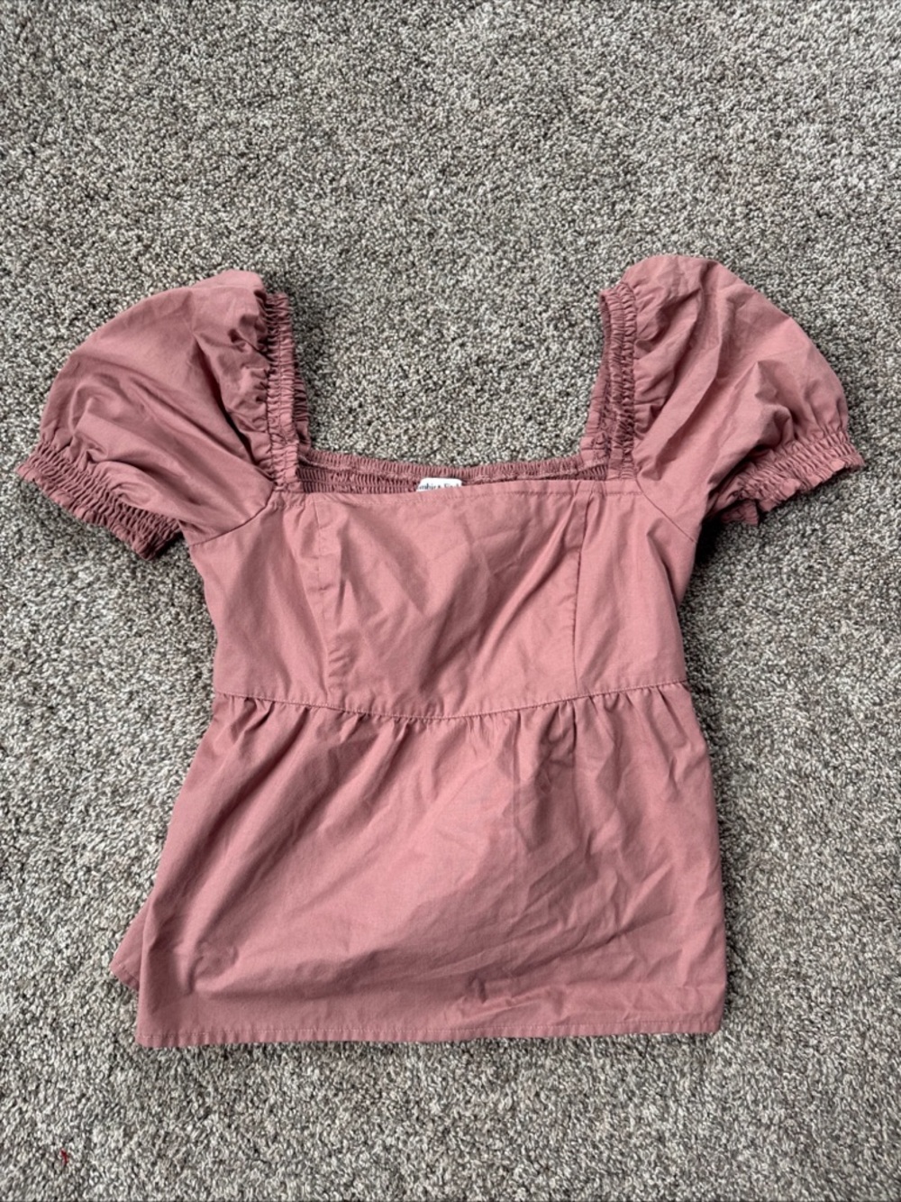 Abercrombie & Fitch Women’s XS Square Neck Puff Sleeve Top in Dusty Rose EUC